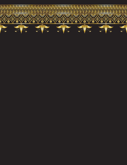 Nuevo estilo hermoso vector de diseño de borde de marco de adorno floral dorado en color negro