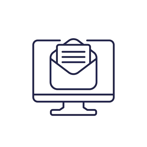 nuevo icono de línea de correo electrónico en blanco