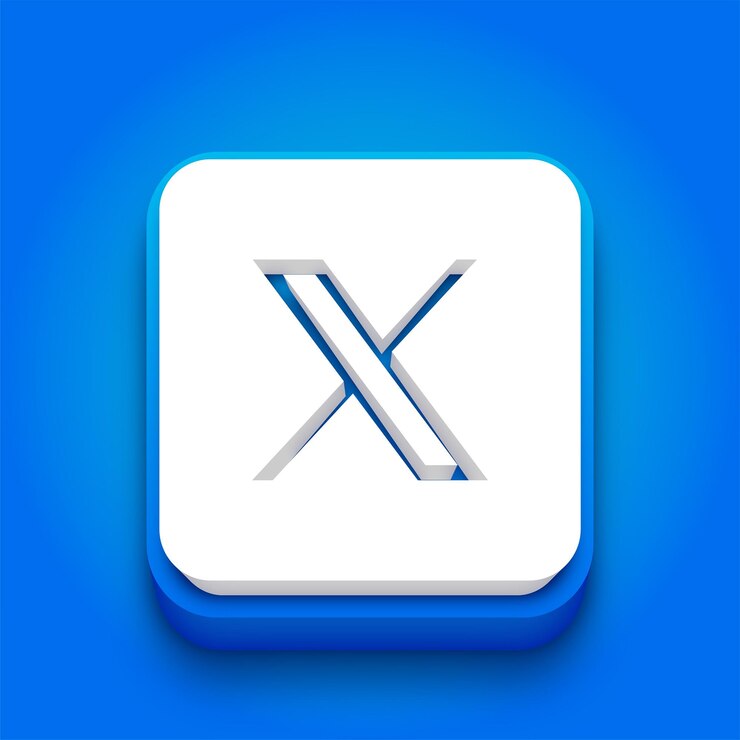 Vector nuevo icono de twitter en azul y blanco sobre un fondo azul
