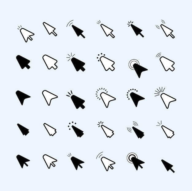 Nuevo icono de vector de cursor o puntero Presiona o haz clic