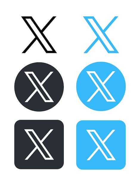 Nuevo logotipo e ícono X de Twitter con combinación de colores negro, azul y blanco