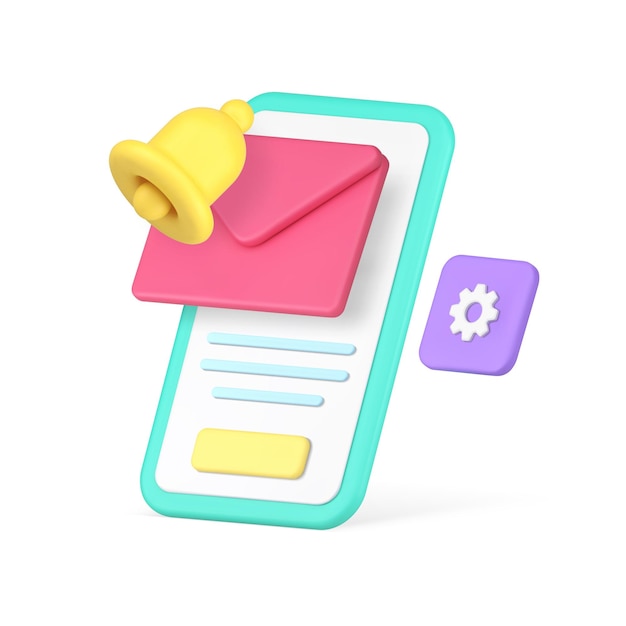 Nuevo mensaje entrante recordatorio buzón de entrada correo electrónico aplicación para teléfono inteligente icono 3D vector realista