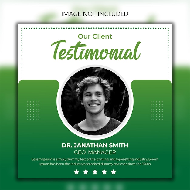 Nuevo y moderno diseño de plantilla de banner web o publicación de testimonios de comentarios de clientes en redes sociales