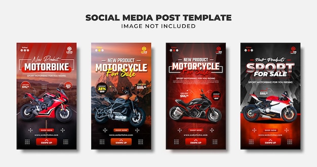Nuevo producto Deporte Moto Redes sociales Historia de Instagram y plantilla de banner para promoción