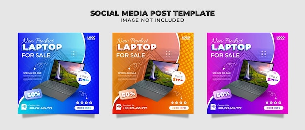 Nuevo producto Laptop Gaming Social Media Publicación de Instagram, folleto y plantilla de banner para promoción