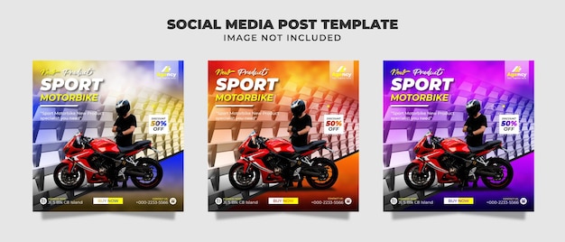 Nuevo producto Moto deportiva a la venta Publicación en redes sociales Flyer And Banner templates