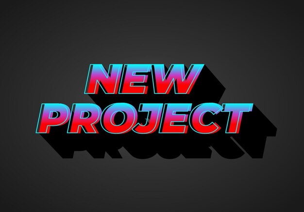Nuevo proyecto Efecto de texto en aspecto 3D Gradiente azul color rojo Fondo oscuro