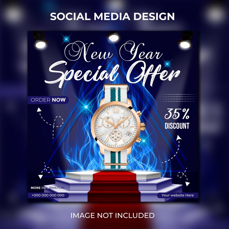 Nuevo reloj superventas plantilla de publicación de Instagram en redes sociales premium Vector
