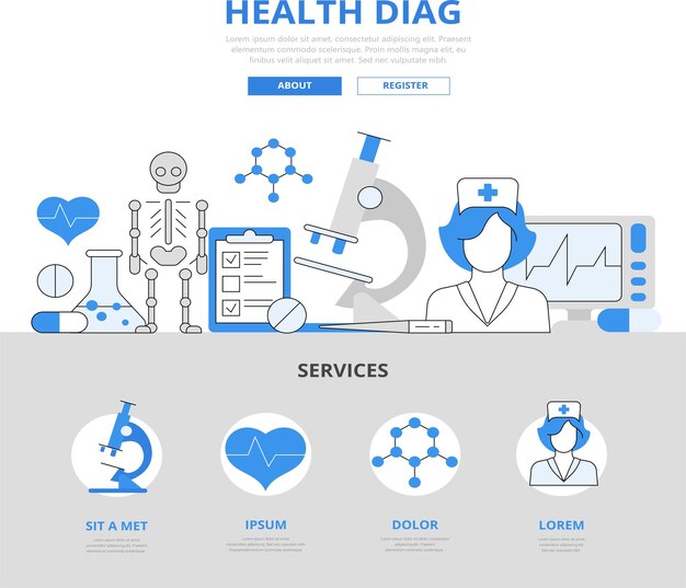 Nuevo sitio web infografías modernas ilustración imagen de héroe banner web colección Lineart