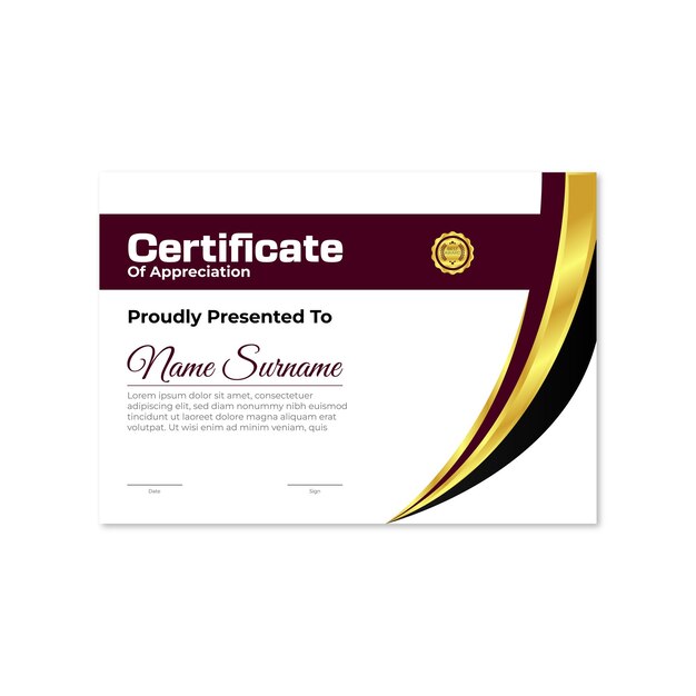 nuevo vector de diseño de certificado simple moderno