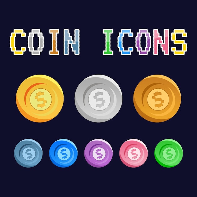 Nuevos activos del juego de iconos de monedas