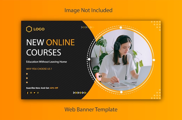 Vector nuevos cursos diseño de banner web de redes sociales