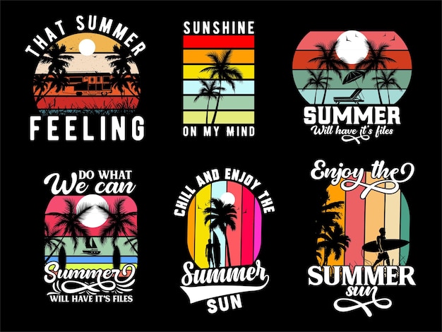 Vector nuevos diseños creativos de camisetas de verano.