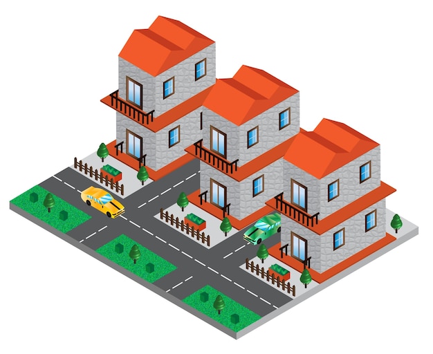 nuevos edificios 3d isométricos