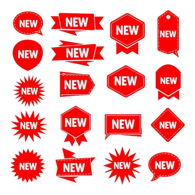 Los nuevos íconos rojos en negrita establecen etiquetas geométricas y abstractas para marketing y publicidad