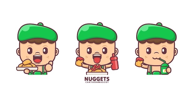 nuggets mascota de dibujos animados adecuada para logotipos, pegatinas de marca y iconos