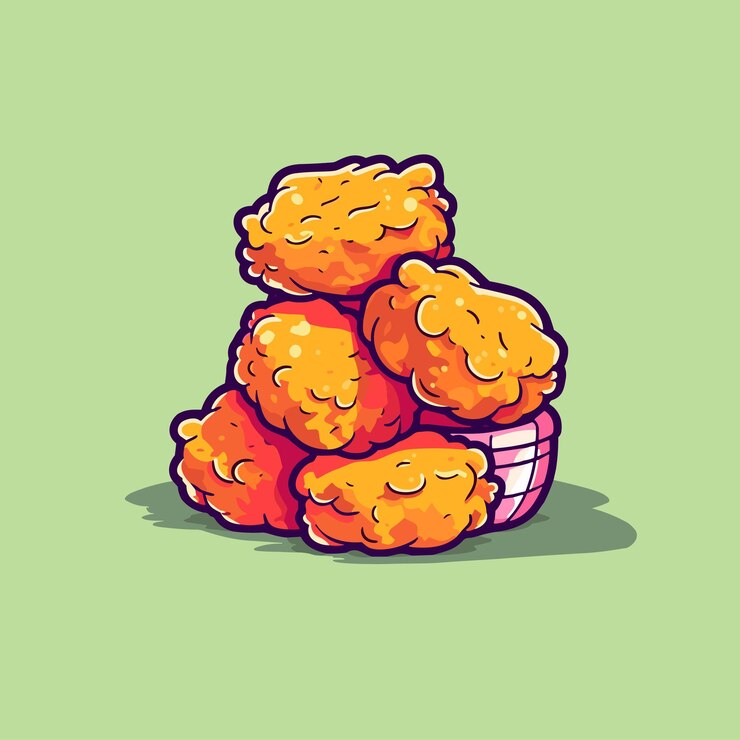 Vector nuggets de pollo ilustración vectorial línea limpia y imágenes prediseñadas de color fresco para la web del cartel del menú