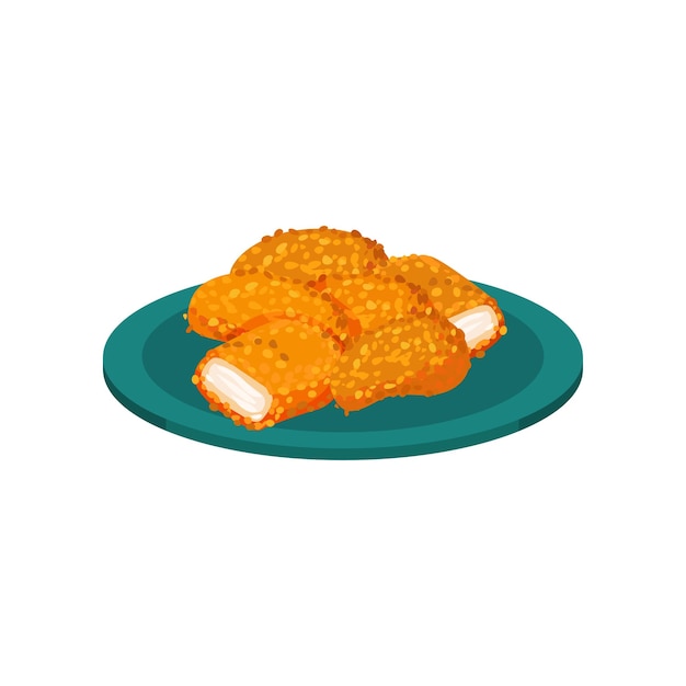 Vector nuggets de pollo panados servidos en un plato saboroso plato de aves de corral vector ilustración aislada en un fondo blanco