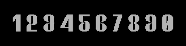 Numbers 1 to 0 - Bold Font
