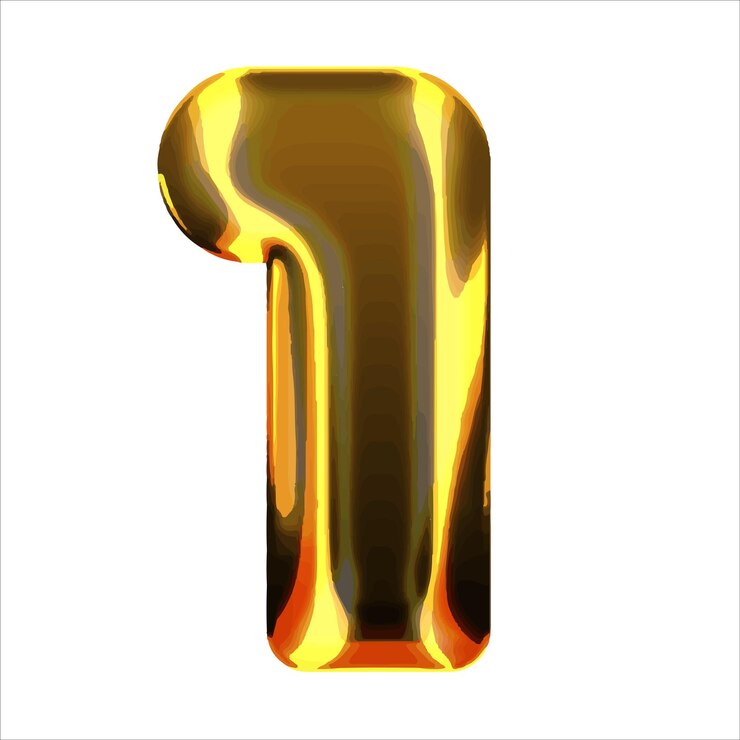 Vector número 1 balón dorado número 1 aislado en fondo blanco ilustración vectorial de estilo 3d de estilo dorado