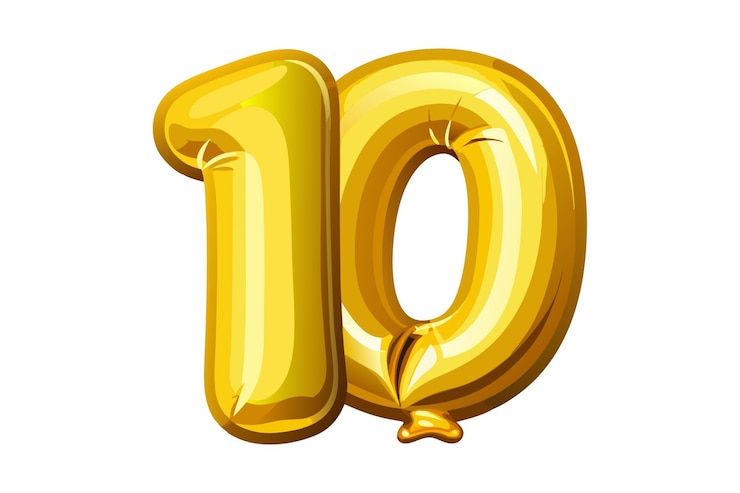 Vector el número 10 hecho de oro