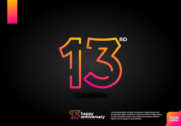 Número 13 logo icono diseño 13 cumpleaños logo número aniversario 13