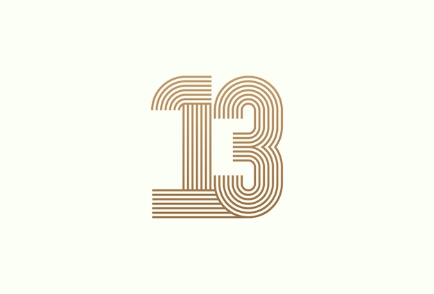 Número 13 Logo Monograma Número 13 logotipo estilo de varias líneas utilizable para logotipos comerciales y aniversario