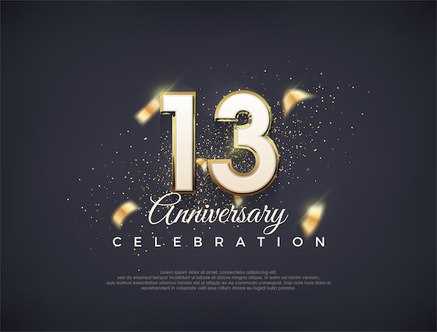 Número de 13o aniversario con números de lujo diseño vectorial premium vector premium para el cartel de la celebración del estandarte