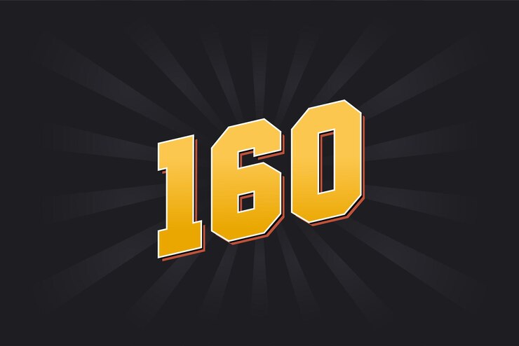 Vector número 160 fuente vectorial alfabeto 160 número amarillo con fondo negro