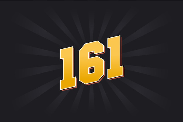 Número 161 fuente vectorial alfabeto número 161 amarillo con fondo negro