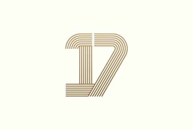 Número 17 Logo Monograma Número 17 logo estilo de varias líneas utilizable para logotipos comerciales y aniversario
