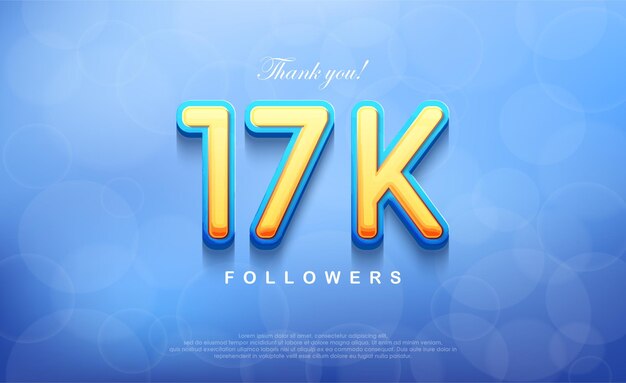 Vector número 17k por agradecer a los seguidores un fondo azul bokeh único