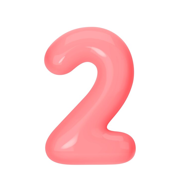 Vector número 2 balón de plástico rosa número dos aislado en fondo blanco ilustración vectorial de estilo 3d