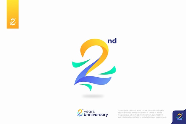 Número 2 logo icono diseño 2do cumpleaños logo número aniversario 2
