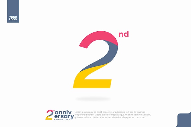 Número 2 logo icono diseño 2do cumpleaños logo número aniversario 2