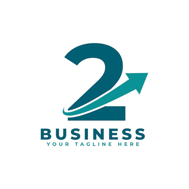 Número 2 con Swoosh Arrow Up Logo para Brand Identity Travel Start up Logistic Business Logo