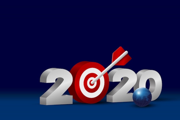 Número 2020 con objetivo y esfera