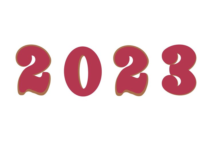 Vector número 2023 sobre fondo blanco diseño de texto de logotipo 2023