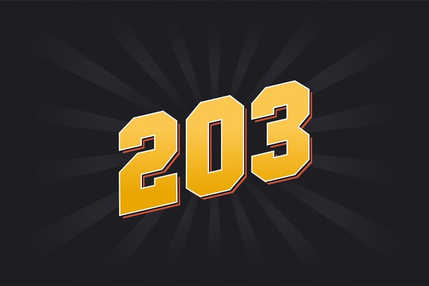 Número 203 fuente vectorial alfabeto amarillo número 203 con fondo negro