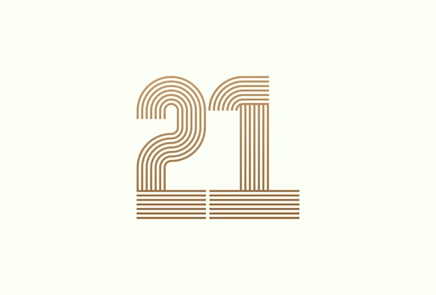 Número 21 Logo Monograma Número 21 logo estilo de varias líneas utilizable para logotipos comerciales y aniversario