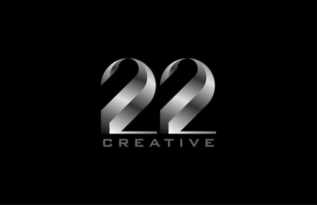 Número 22 Logotipo moderno número 22 en estilo de acero plateado que se puede utilizar para aniversarios y logotipos comerciales