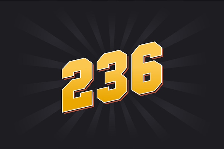 Vector número 236 fuente vectorial alfabeto número 236 amarillo con fondo negro