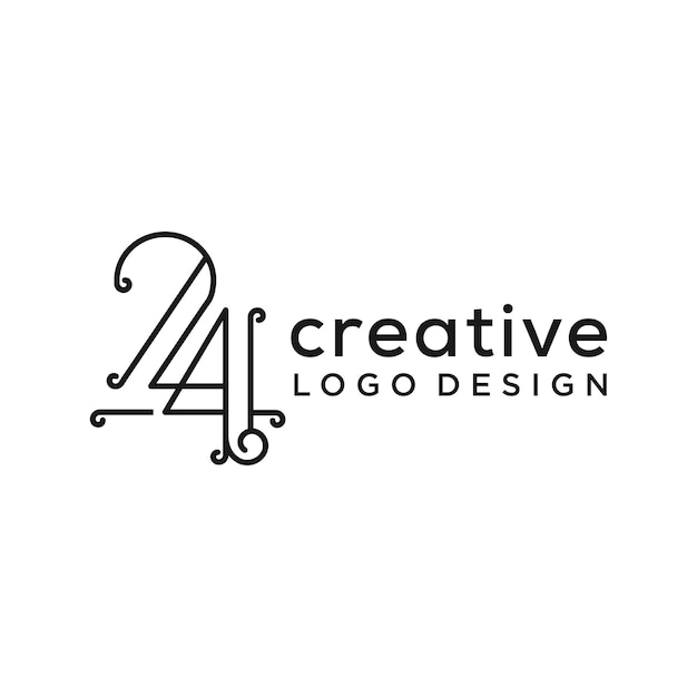 Número 24 Vector de plantilla de diseño de silueta