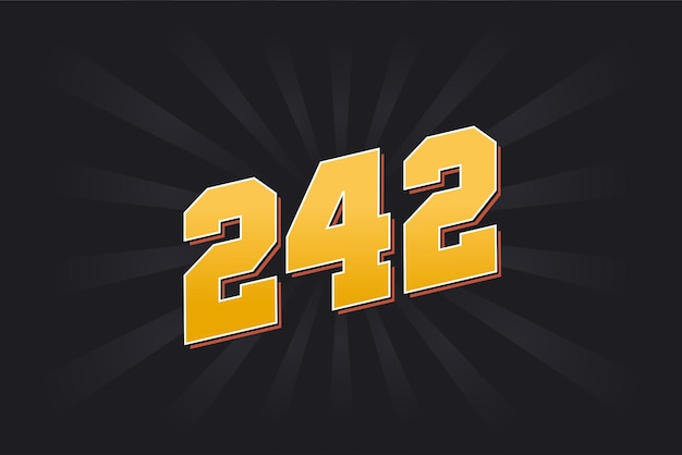 Número 242 fuente vectorial alfabeto amarillo Número 242 con fondo negro