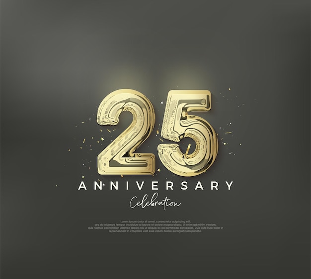 Vector número del 25 aniversario para celebrar un cumpleaños con un diseño lujoso y elegante fondo de vector premium para saludo y celebración