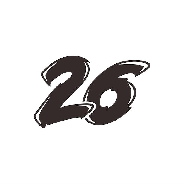 El número 26 es negro sobre un fondo blanco.