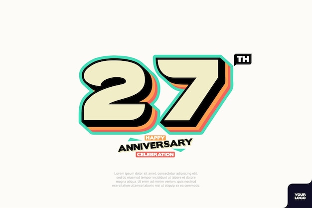 Número 27 logo icono diseño 27 cumpleaños logo número aniversario 27