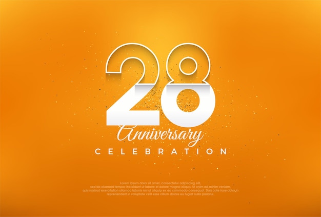 Número del 28 aniversario con números blancos delgados modernos diseño vectorial premium vector premium para la celebración del cartel del estandarte