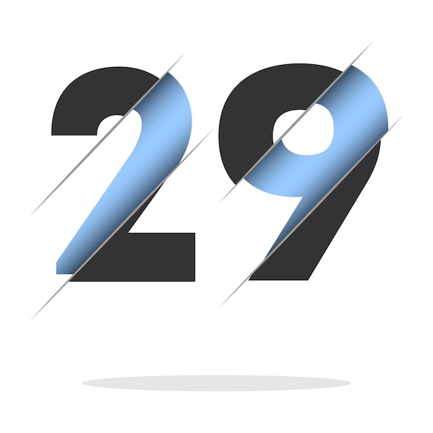 Número 29, diseño de corte 3d. Icono para el diseño de celebración. tipografía vectorial. Diseño negro creativo.