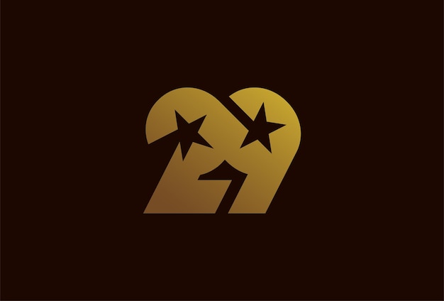 Número 29 Logotipo Monograma número 29 formado a partir del símbolo de infinito con una combinación de estrellas